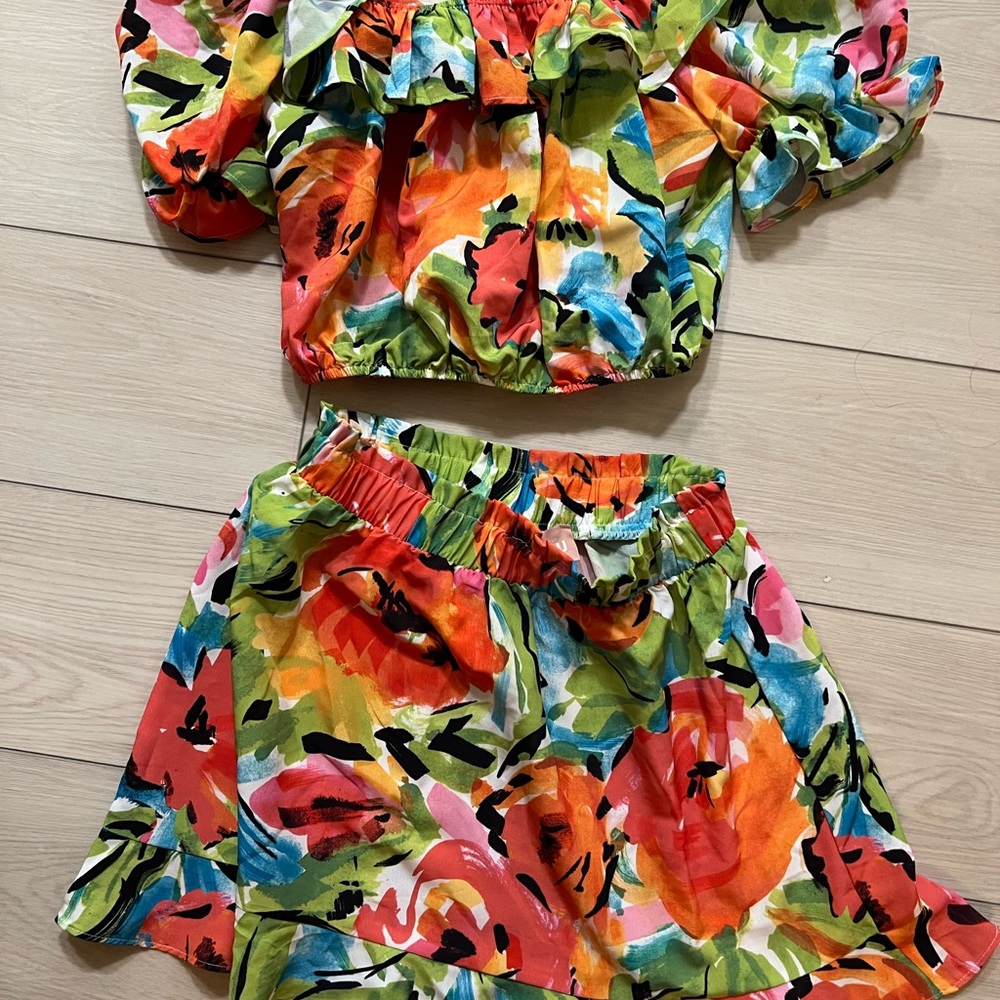 Colorful Floral Two-Piece Set